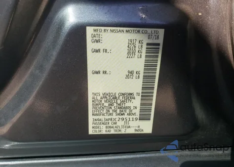 2018 Nissan Altima 2.5 z USA, uszkodzony, nr VIN 1N4AL3AP8JC295119